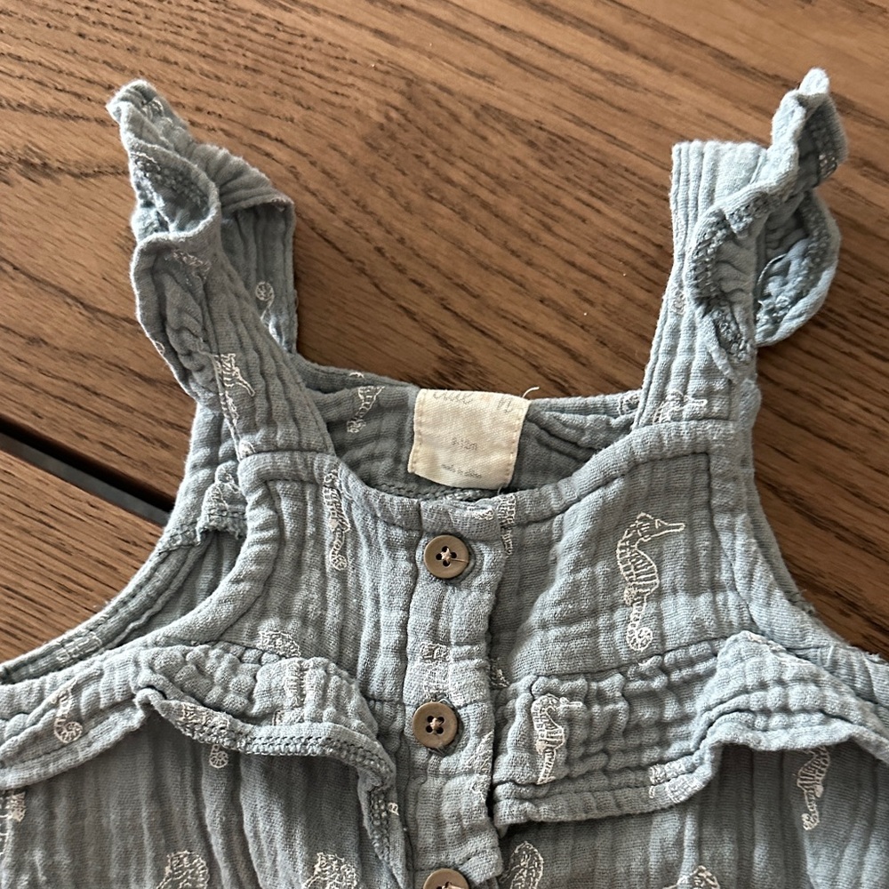 Charming Blue Ruffled Kids Romper - Picture 3 of 6